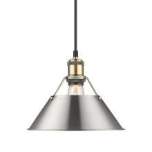 Golden 3306-M AB-PW - Yep by Golden Lighting Orwell 1-light 10in Pendant in Aged Brass and Pewter shade